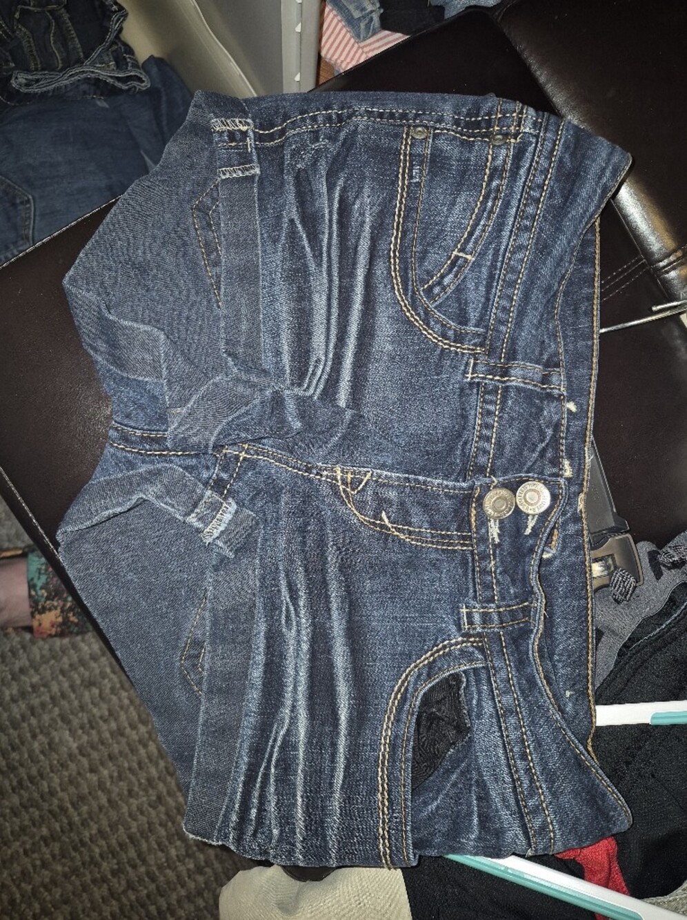 WallFlower dark wash denim shorts